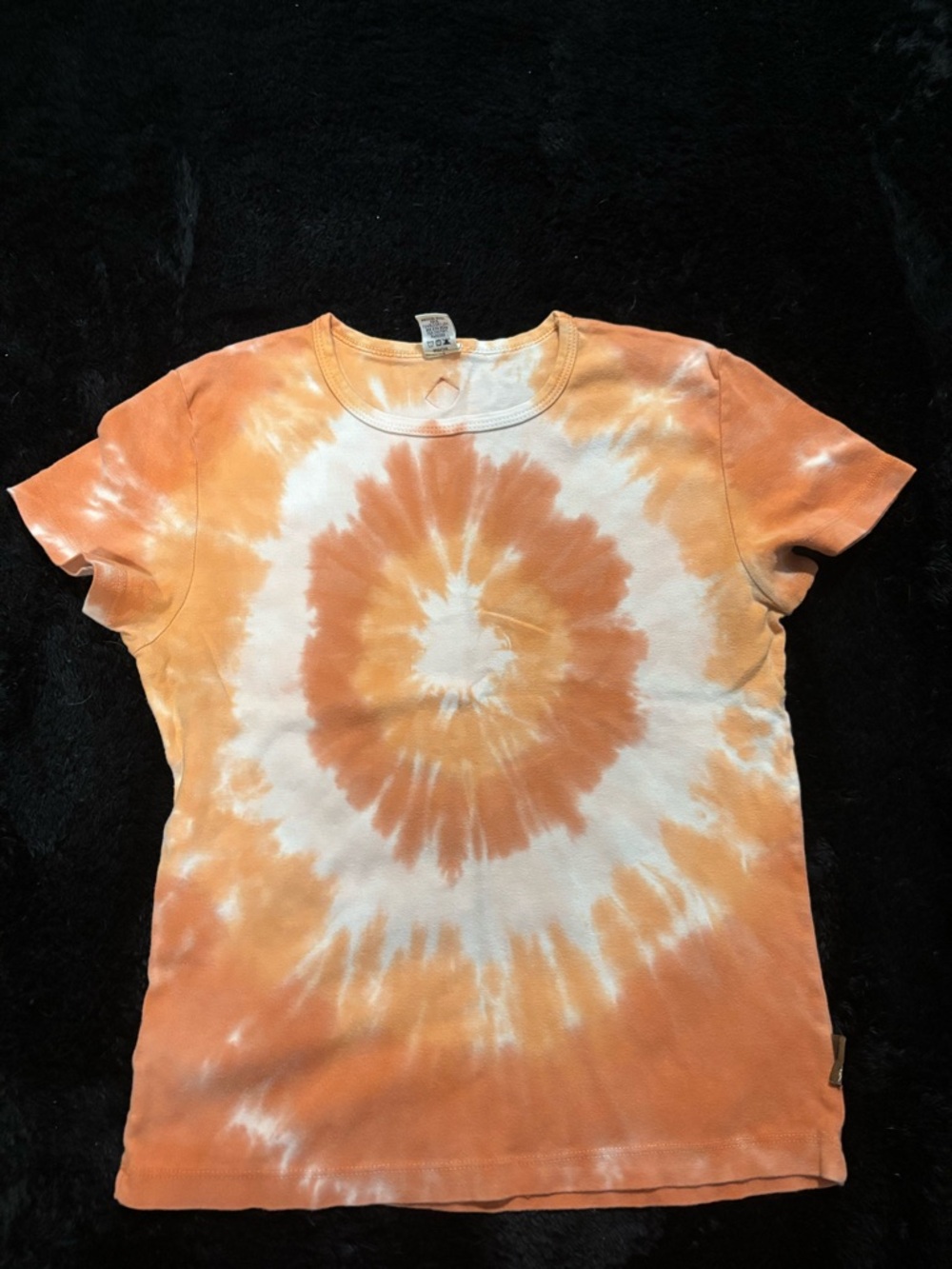 Prana Orange and White Spiral Tie-Dye Short Sleeve Tee